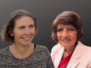 Headshots of Professor Julia Jones and Professor Meena Upadhyaya.