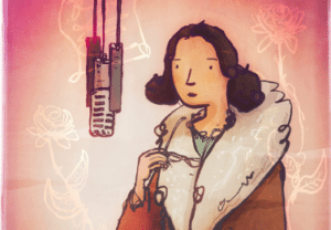 A cartoon image of Megan Lloyd George