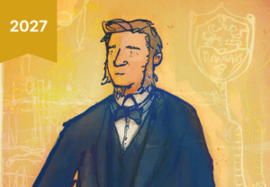 A cartoon image of William Menelaus.