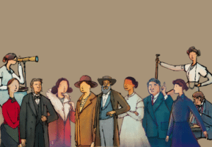 Cartoon images of all the figures whose names are associated with our medals and awards.