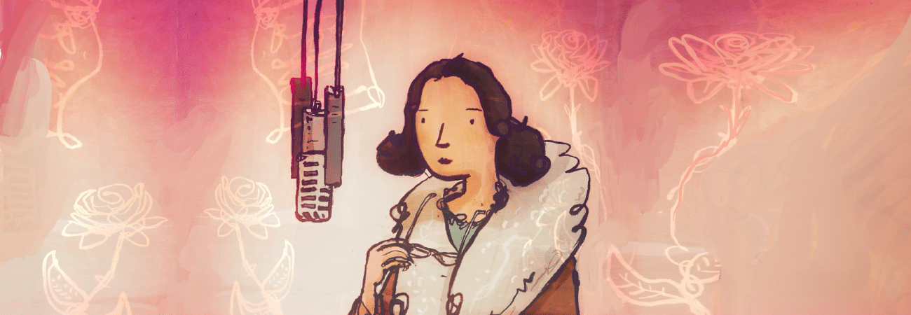 A cartoon image of Megan Lloyd George