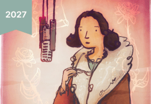 A cartoon image of Megan Lloyd George