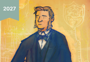 A cartoon image of William Menelaus.