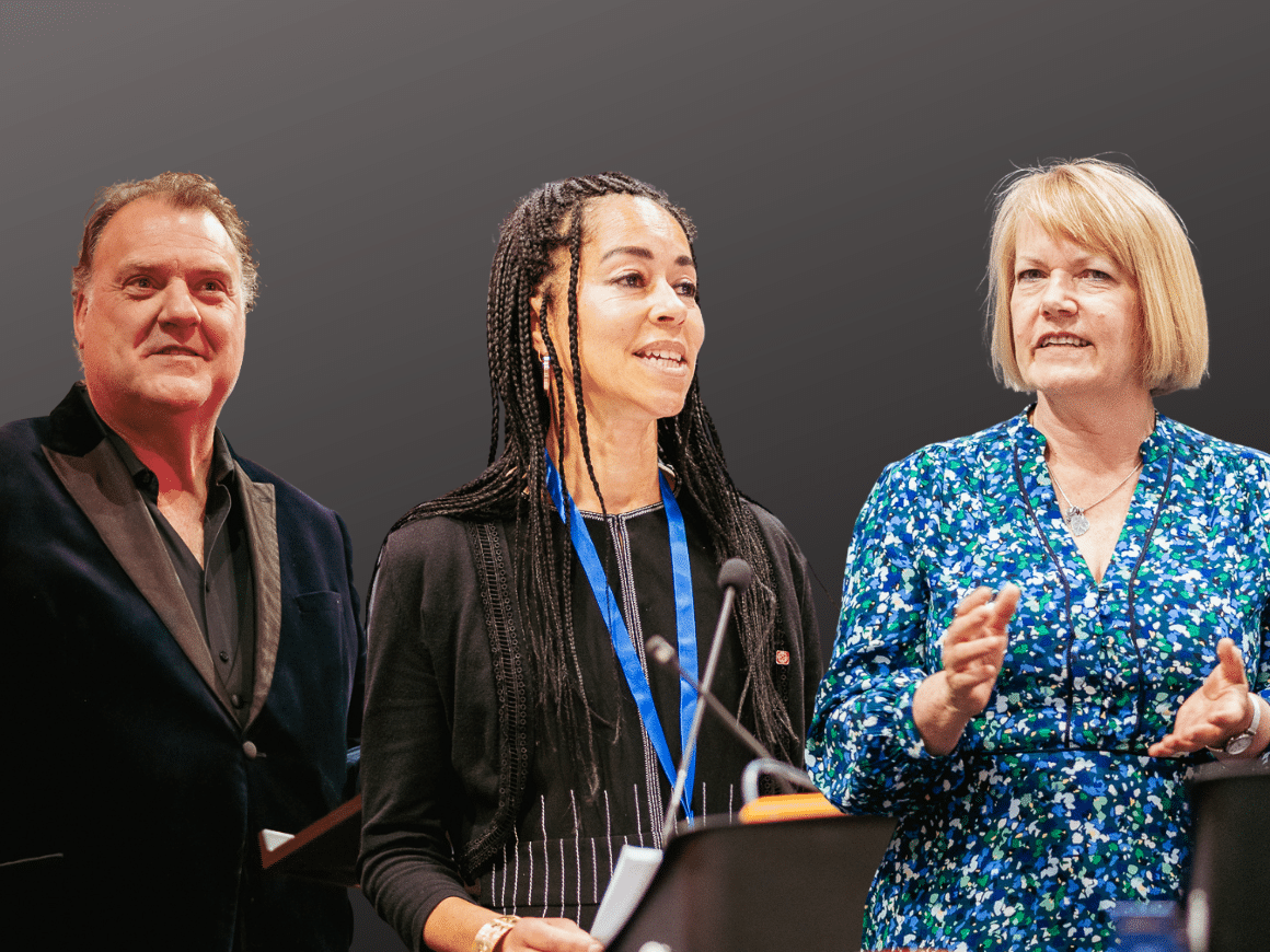 Headshots of Sir Bryn Terfel, Kadiatu Kanneh-Mason and Dame Jane Francis